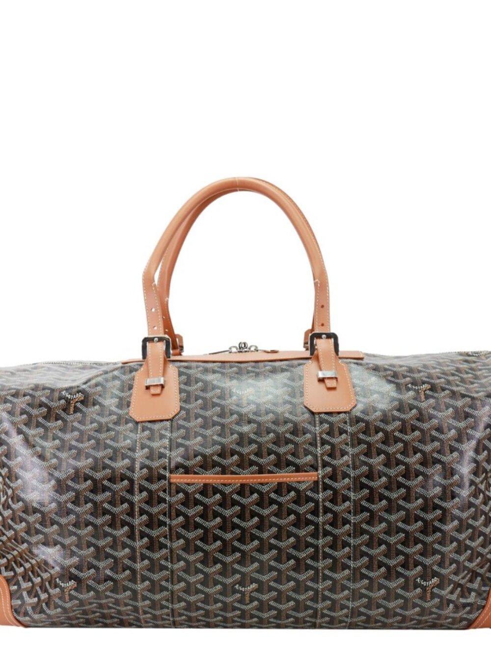 Goyard Bowling 55 Chevron Print Coated Canvas Duffle Bag Brown